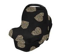 xigua Morbida copertura per seggiolino auto per neonati passeggini baldacchino per neonati neonati e bambini allattamento grembiule copertura per l'allattamento al seno, cuore leopardo