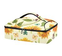 xigua Portapiatti vintage con farfalle di girasole per conservare cibi caldi o freddi, custodia isolata perfetta per feste, picnic e campeggio; adatta per piatti da forno da 23 cm x 30 cm