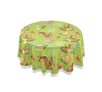 Xigua - Tovaglia rotonda a forma di uovo di coniglietto pasquale, impermeabile, resistente alle macchie e alle pieghe, per tavolo da pranzo e buffet, per uso interno ed esterno, 152,4 cm