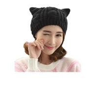 Xigule, Berretto Caldo Invernale, Cappello Lavorato a Maglia da Donna con Orecchie di Gatto, Nero