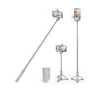 XIHAMA Bastone per selfie con treppiede, supporto per telefono portatile e telecomando senza fili, compatibile con iPhone, Samsung, Xiaomi e smartphone Android (bianco con luce a LED)