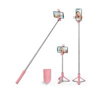 XIHAMA Bastone per selfie con treppiede, supporto per telefono portatile e telecomando senza fili, compatibile con iPhone, Samsung, Xiaomi e smartphone Android (rosa con luce a LED)