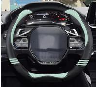 Xihaoer - Coprivolante per auto in fibra di carbonio+pelle sintetica in poliuretano, accessori per interni auto, per 207 208 3008 4008 5008 (verde)