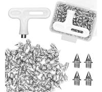 XIHIRCD 100pz 6,4mm Scarpe Chiodate Atletica, Punte da Sprint in Acciaio al Carbonio con Chiave per Punte Sostituzione Punte per Scarpe da Corsa Piramidali Accessori Sportivi per Sci Fondo (Argento)
