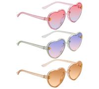 XIHIRCD 3 Paia Occhiali da Sole per Bambini a Forma di Cuore, Occhiali da Sole per Bambini Carini con Decorazione Api Occhiali a Forma di Cuore per Bambina dai 3-10 Anni Festa di Piscina (3 Colori)