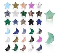 XIHIRCD 32pz Pietra della Preoccupazione, 2cm A Forma di Stella Luna Pietre di Cristallo Palmo Tascabile Pietre Curative per la Meditazione Bilanciamento Insegnante Fai da Te Natale Festa della Mamma