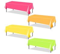 XIHIRCD 4pz Tovaglia di Plastica Neon, 137x274cm Monouso Tovaglia Colorata Verde Rosa Arancione Giallo Copritavolo Rettangolare Decorazioni per Feste Fiesta per Compleanno Glow Party