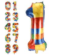 XIHIRCD Numeri di Palloncini da Costruzione, 81cm Palloncino in Mylar con Foil di Elio Grande da per Feste a Tema per Feste per Bambini Decorazioni per Feste di Compleanno per Ragazzi e Ragazze (1)