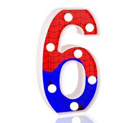 XIHIRCD Numero con Luci LED Ragno, Ragnatela Numeri Illuminati a LED Ragno Luce Notturna Tendone Decorazioni di Compleanno Ragno per Bambini Ragazzi Uomini Regalo, Batterie Non Incluse (6)