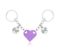 XIHIRCD Portachiavi Cuore Abbinati per Coppia, Personalizzato con Mignolo Ciondolo, Promessa Carina e Regali di Amicizia per Fidanzati Fidanzate Amici (Viola Chiaro)