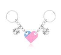 XIHIRCD Portachiavi Cuore Abbinati per Coppia, Portachiavi Coppia Personalizzato con Mignolo Ciondolo con Promessa Coppia Carina e Regali di Amicizia per Fidanzati Fidanzate Amici (Rosa, Azzurro)