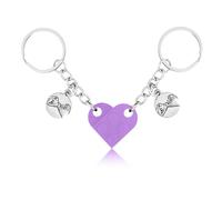 XIHIRCD Portachiavi Cuore Abbinati per Coppia, Portachiavi Personalizzato Coppia con Confezione Regalo Ciondolo Promessa con Mignolo Regali Coppia e Amicizia per Fidanzato Fidanzata (Viola Chiaro)