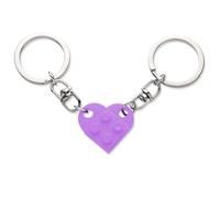 XIHIRCD Portachiavi Migliore Amico e Portagioielli Rosso, Cuore Coordinato Mattoncino Coppia Set Anelli Cuore Base per Fidanzato Fidanzata Amicizia Regalo Anniversario San Valentino (Viola Chiaro)