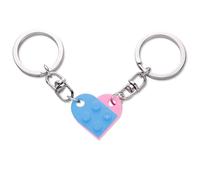 XIHIRCD Portachiavi Migliore Amico e Portagioielli Rosso, Cuore Coordinato Mattoncino Coppia Set Anelli Cuore Base per Fidanzato Fidanzata Amicizia Regalo Anniversario San Valentino(Rosa, Azzurro)