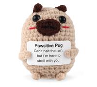 XIHIRCD Regali Positivi All'Uncinetto Cani, 7x6cm Simpatico Carlino Positivo Animali All'Uncinetto Positivi Giocattoli Cani Lavorati a Maglia Incoraggiamento Calore Regalo Perfetto Famiglia Gli Amici