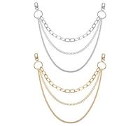 Xihuimay 2pcs pantaloni catena di jeans gotico punk rock tasca catena a portafoglio multistrato catena pantaloni gonna vita catena portachiavi per la cintura borsa per donne uomini, oro argento