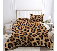 XIICOO Set di Biancheria da Letto Bellissimo Leopardo Marrone E Beige Set Piumino Leopardato |1 Piumone + 2 Federe (3Pcs) O Lenzuolo con Angoli (C,MATRIMONIALE-4PCS)