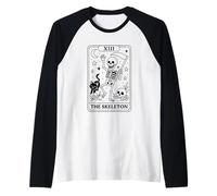 XIII Il Scheletro Tarocco Scheletro Design Maglia con Maniche Raglan