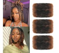 XIIMENALU Afro Kinky Curly Braiding Bulk Hair For Mini Twists Afro Kinkys Bulk Synthetic Hair Cuban Twist Hair Soft Locs Micro Spring Twist For Dreadlocks Loc Repair (T30#, 8 Inch (Pack of 3))