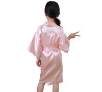 XiinxiGo Kimono Accappatoio Bambini in Raso e Seta, Vestaglia Indumenti da Notte per Terme, Nozze, Compleanno e Vestito da Festa,4,Rose Gold