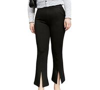 XiinxiGo Pantaloni da Donna a Gamba, Elasticizzati, a Coste, con Elastico in Vita, da Lavoro, Taglie Grandi, con Taglio a Stivale,Nero,8XL