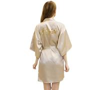 XiinxiGo Raso Seta Kimono Accappatoio Bambini Vestaglia Accappatoio Indumenti da Notte per Terme Nozze Compleanno Vestito da Festa,L,Champagne Gold