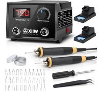 XIIW Kit Pirografo per Legno Professionale 100W, 2 Penne 33 Punte, 0-750°C