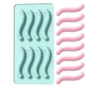 Xiixuuj in silicone per caramelle, 8 cavità a forma di verme, per cioccolatini, in silicone per alimenti, per biscotti, gelatine, dessert, snack, cucina, casa, feste, compleanni