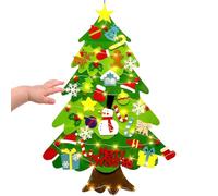 Xiixuuj Set per albero di Natale in feltro, 101,2 cm, educativo, luci a LED, albero di Natale in feltro per pareti dei bambini, set di artigianato per bambini, aule domestiche, porte, porte, feste