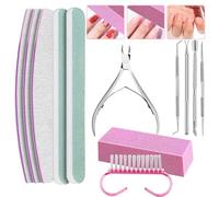 Xiixuuj Set tagliaunghie, strumenti per pedicure e manicure - Kit per la cura delle unghie da 12 pezzi Strumenti per manicure 100/180 - Gli strumenti per unghie includono un tronchese per cuticole per