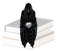 Xiixuuj Statuetta di fantasma seduto con tazza da tè, stampa 3D, decorazione gotica per camera da letto, camera da letto, dormitorio, ingresso e giardino anteriore