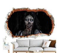 Xijobido Adesivi da parete con zombie, adesivi per finestre di Halloween, motivo zombie emozionante, decorazione stagionale che sfonda la parete per soggiorno, casa infestata