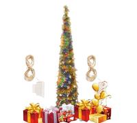 Xijobido Alberi di Natale con luci, albero di Natale finto glitterato con luci LED colorate, 1,5 m, decorazione per interni, camera da letto, scrivania, portico, esterno, decorazione di Halloween
