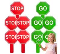 Xijobido Cartello Stop Con Manico - 10 Pezzi Segnali Guardia Stop,Paddle Di Avvertimento Impermeabile Doppia Faccia Con Manico Per Insegnamento Controllo Traffico Decorazione Aula