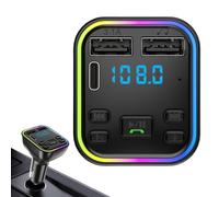Xijobido Ricevitore MP3 per auto - Luci colorate wireless 5.0 Trasmettitore radio FM | Trasmettitore FM per chiamate in vivavoce con caricatore USB doppio per lettore MP3 per auto tipo C, jack per