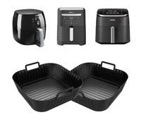 XIKAYA 2x Stampi Silicone Riutilizzabili per Friggitrice ad Aria (21cm) - Compatibile Philips/Tefal/COSORI (5-6.2L) | Teglie XL Resistenti 230°C, Alternativa Eco Carta Forno