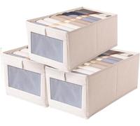 XIKAYA Armadio in tessuto,Organizer Armadio,Scatole Per Armadio,Scatole Portaoggetti per armadio,Cubo pieghevole in tessuto con finestra trasparente,per bucato,giocattoli,vestiti,libri (3 pezzi/set)