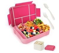 XIKAYA Contenitore per il pranzo per bambini con scomparti,Lunch Box con Posate,scatola per il pranzo a prova di perdite,1330ml Schiscetta Pranzo Bambini Adulto,Lavoro Picnic Ufficio Bento Box (rosa)