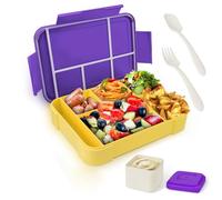 XIKAYA Contenitore per il pranzo per bambini con scomparti,Lunch Box con Posate,scatola per il pranzo a prova di perdite,1330ml Schiscetta Pranzo Bambini Adulto,Lavoro Picnic Ufficio Bento Box (viola)