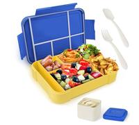 XIKAYA Contenitore per il pranzo per bambini con scomparti,Lunch Box con Posate,scatola per il pranzo a prova di perdite,1330ml Schiscetta Pranzo Bambini Adulto,Lavoro Picnic Ufficio Bento Box (blu)
