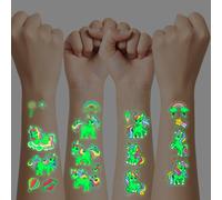 XIKAYA Tatuaggi Sirena Glitter per Bambini - 12 Foglie Temporanei Sicuri per la Pelle Decorazioni Regalo Compleanno con Adesivi a Tema Marino e Stickers Festa (Luminescente)