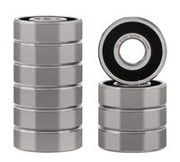 XiKe 10 Pezzi 607-2RS Cuscinetti a Sfera 7x19x6mm Doppia Tenuta in Gomma, Acciaio Cromato, Pre-Lubrificati, 607RS Cuscinetto a sfere a gola profonda in miniatura.