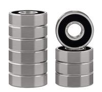 XiKe 10 Pezzi 608-2RS Cuscinetti a Sfera 8x22x7mm Doppia Tenuta in Gomma, Acciaio Cromato, Pre-Lubrificati, 608RS Cuscinetto a sfere a gola profonda in miniatura.