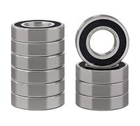 XiKe 10 Pezzi 6205-2RS Cuscinetti a sfera 25x52x15mm Acciaio cromato e Pre-lubrificati, 6205RS Cuscinetti a sfere a gola profonda con Guarnizioni in Gomma.