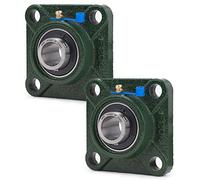 XiKe 2 pezzi UCF204 foro 20mm Cuscinetti a blocco cuscinetto con flangia quadrata, Guscio integrale in ghisa e cuscinetti autoallineanti in acciaio al cromo.