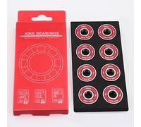 XiKe 608-2RS Cuscinetto per Skateboard 8x22x7mm, Acciaio cromato e guarnizioni di gomma, Cuscinetti a sfere per Skateboard, Pattini in linea, Scooter ecc. (Rosso, 8 pezzi)