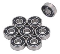 XiKe 608-2RS Cuscinetto per Skateboard 8x22x7mm, Acciaio cromato e guarnizioni di gomma, Cuscinetti a sfere per Skateboard, Pattini in linea, Scooter ecc. (Nero, 8 pezzi)