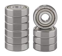 XiKe 6200ZZ Cuscinetti a sfera 10x30x9mm, Acciaio Cromato e Prelubrificato, Doppia tenuta metallica (ZZ) - Confezione da 10 pz.