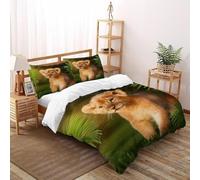 XIKMLSID 3 Pezzi pianta di cucciolo di leone Set Di Biancheria Da Letto, Microfibra,con Chiusura Lampo,Anti Allergy, Adatto Per Famiglie,ragazze E Bambini Super King（260x220cm）