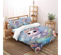 XIKMLSID Angel Cat 3 Pezzi Set Di Biancheria Da Letto, animalei carini Disegno 3D,microfibra,stile Europeo Anti Allergy,cotone,Adatto Per Adulti E Bambini Super King（260x220cm）